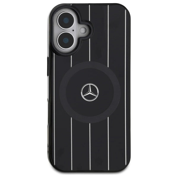 Mercedes MB Double Layer Crossed Lines MagSafe-foder for iPhone 16 - sort
