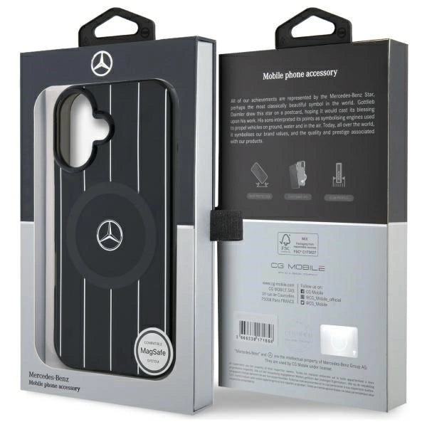 Mercedes MB Double Layer Crossed Lines MagSafe-foder for iPhone 16 - sort