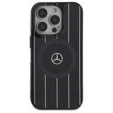 Mercedes MB Double Layer Crossed Lines MagSafe Case til iPhone 16 Pro Max - sort