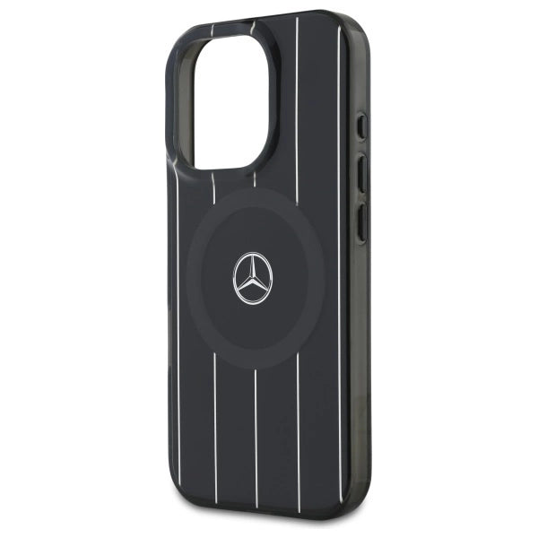 Mercedes MB Double Layer Crossed Lines MagSafe Case til iPhone 16 Pro Max - sort