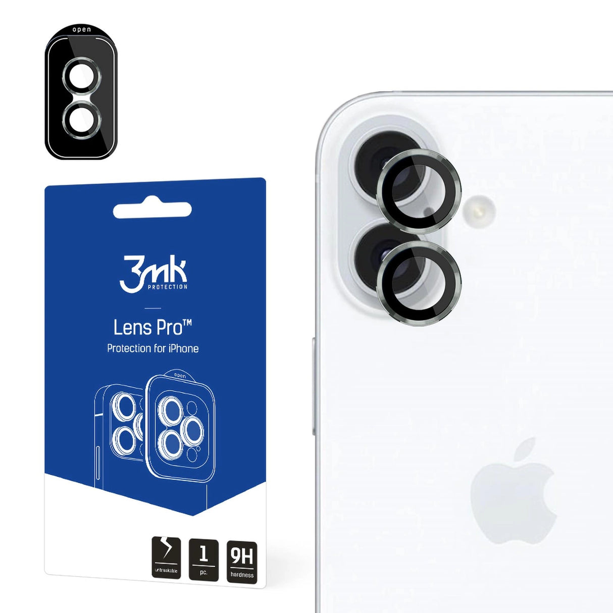 3mk Lens Protection Camera Cover med grøn ramme til iPhone 16 / 16 Plus