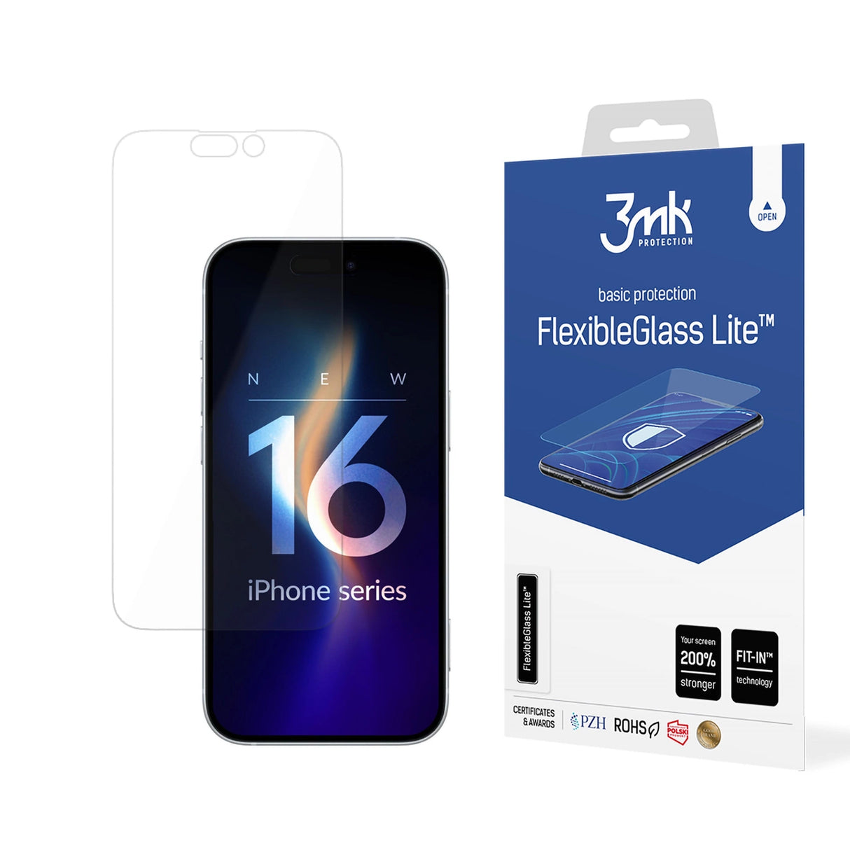 Hærdet glas 3mk FlexibleGlass Lite til iPhone 16 Plus