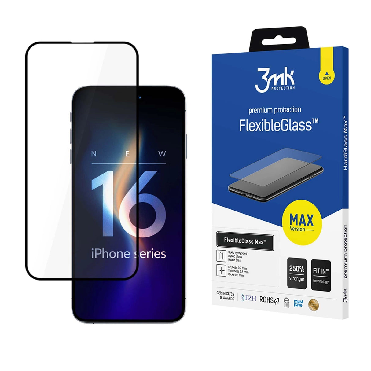 Hærdet glas 3mk FlexibleGlass Max til iPhone 16 Pro