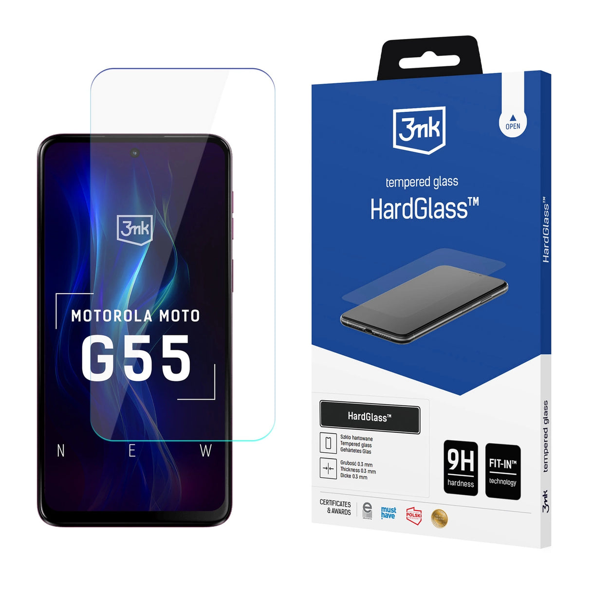 3mk HardGlass TM hærdet glas til Motorola Moto G55 5G