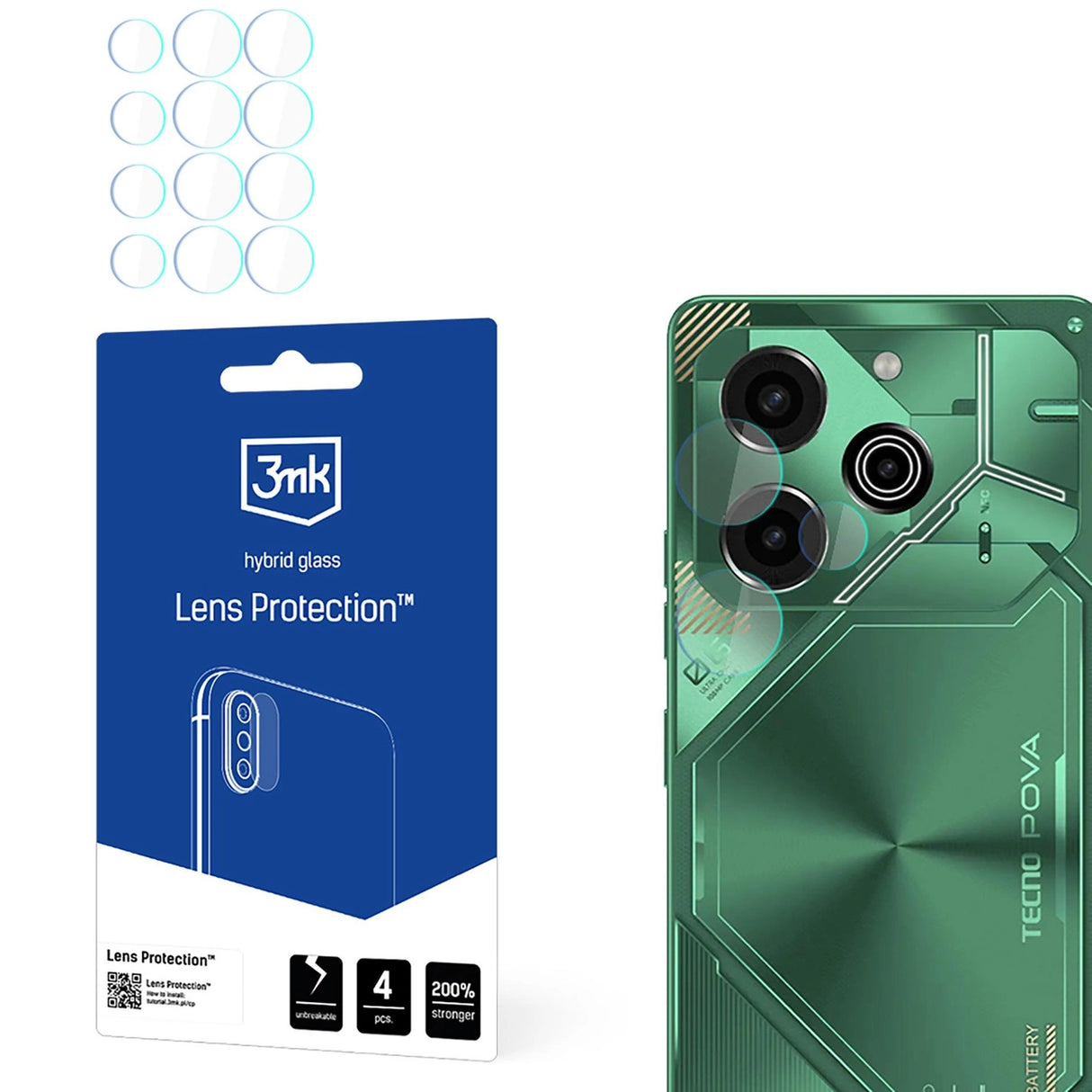 Hybridglas til kameraobjektiv 3mk Linsbeskyttelse til Tecno POVA 6 Pro