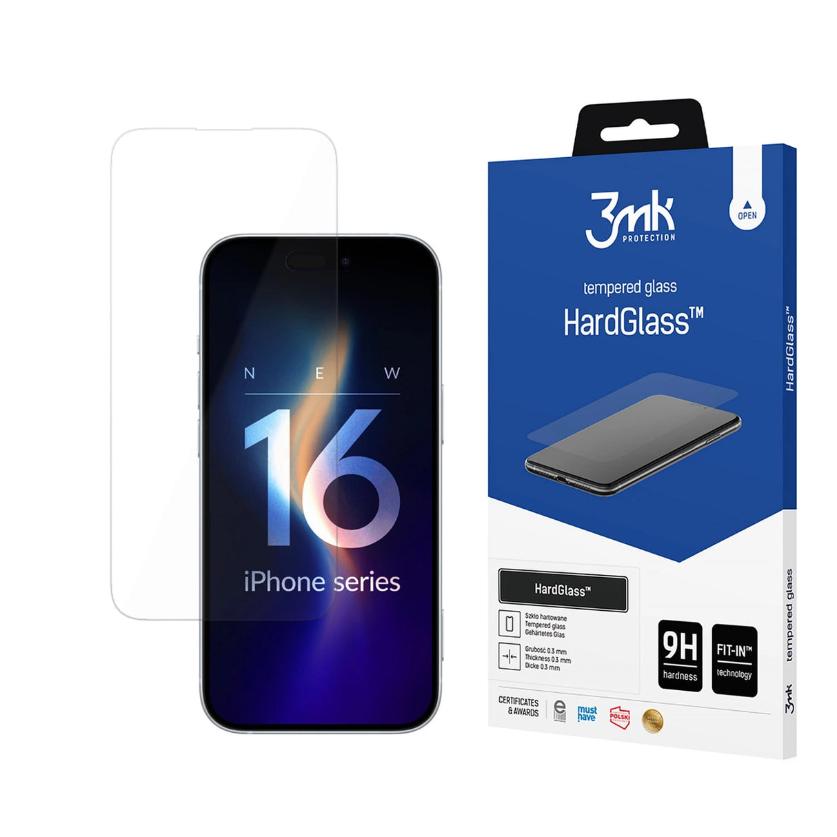 Hærdet glas 3mk HardGlass til iPhone 16 Plus
