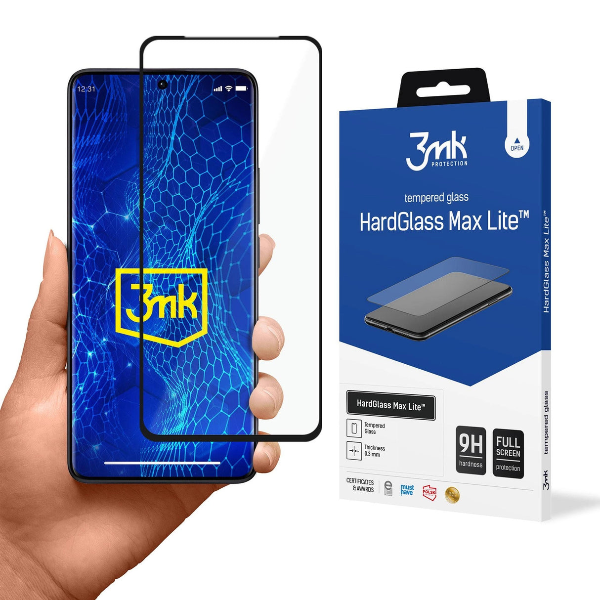 Hærdet glas 3mk HardGlass Max Lite med sort ramme til Xiaomi Redmi Note 13 Pro+