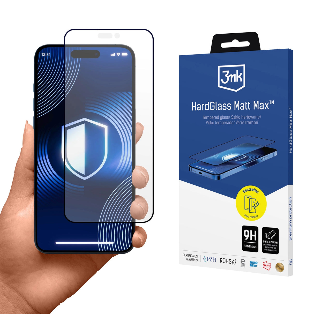 Matte hærdet glas 3mk HardGlass Matt Max til Apple iPhone 15 Plus