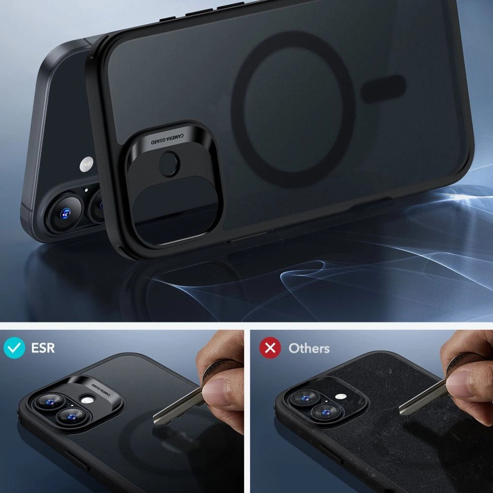 ESR Classic Hybrid Halolock MagSafe Case Set + hærdet glas til iPhone 16 - Halvt gennemsigtigt