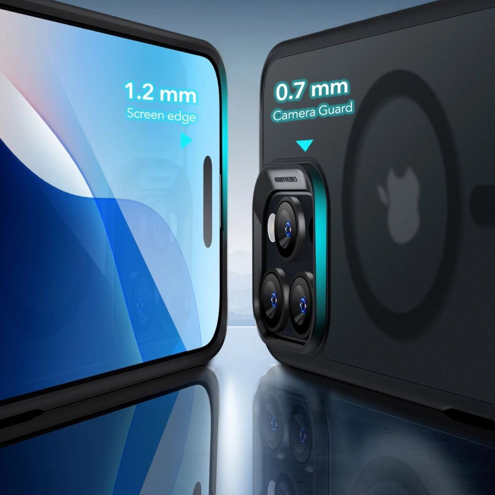 ESR Classic Hybrid Halolock MagSafe Case Set + Hæmt glas til iPhone 16 Pro Max - Halvt gennemsigtigt med sort ramme
