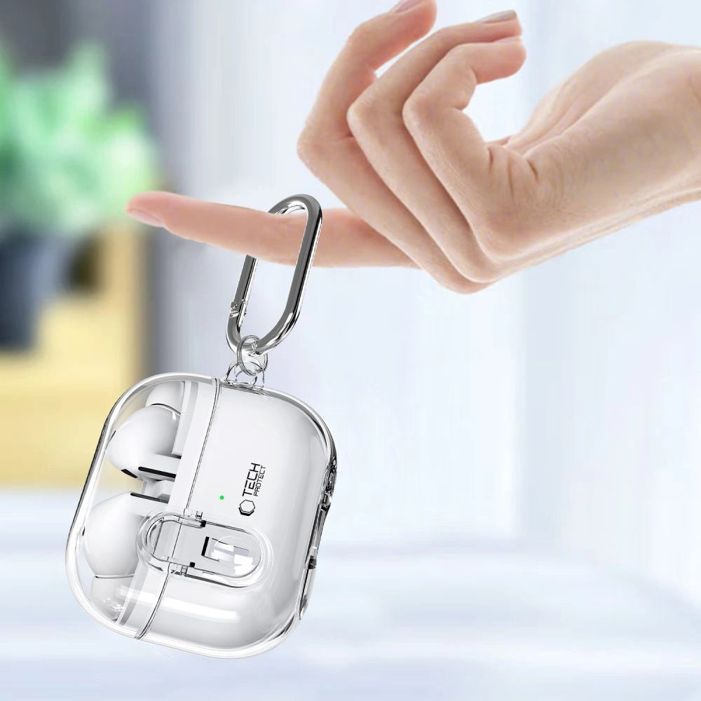 Tech-Protect FlexAir Case med Carabiner til Samsung Galaxy Buds 3 / 3 Pro - Gennemsigtig