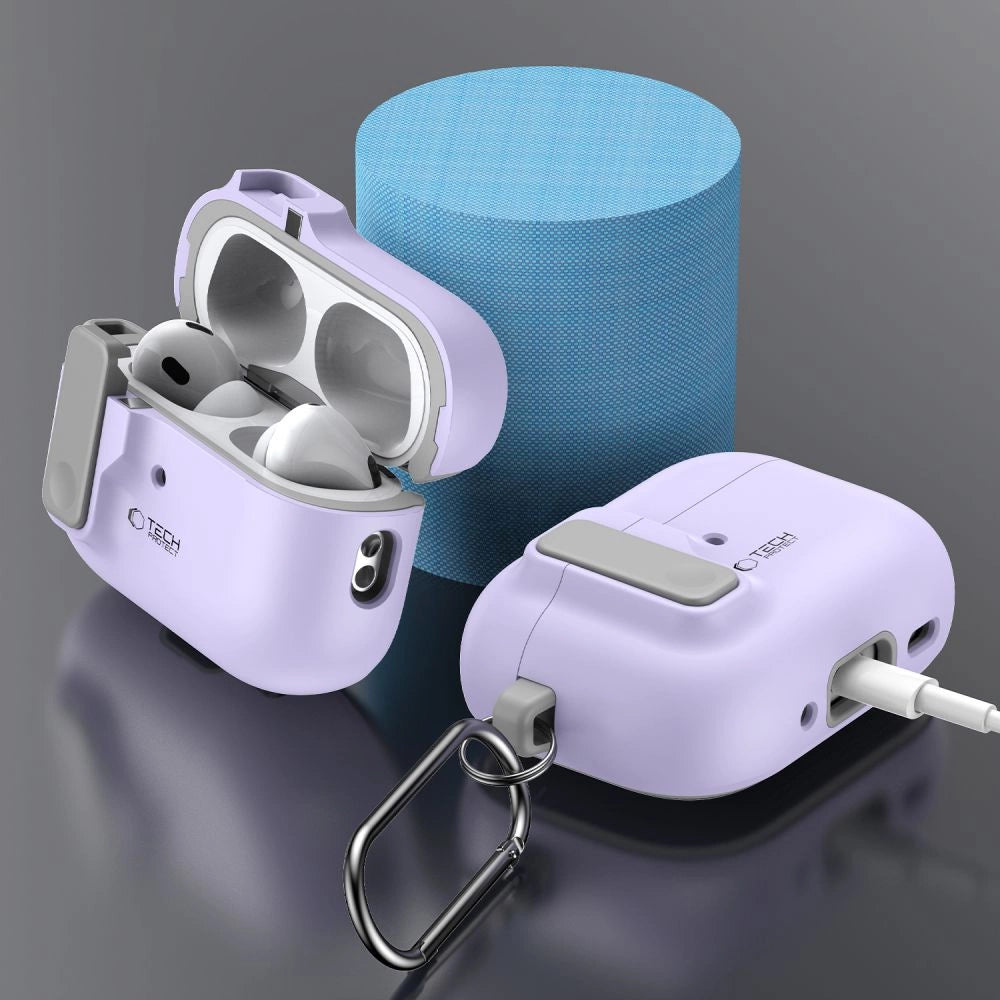 Tech-Protect Slim Hook Case med Carabiner til Apple AirPods Pro 1 / 2 - Purple