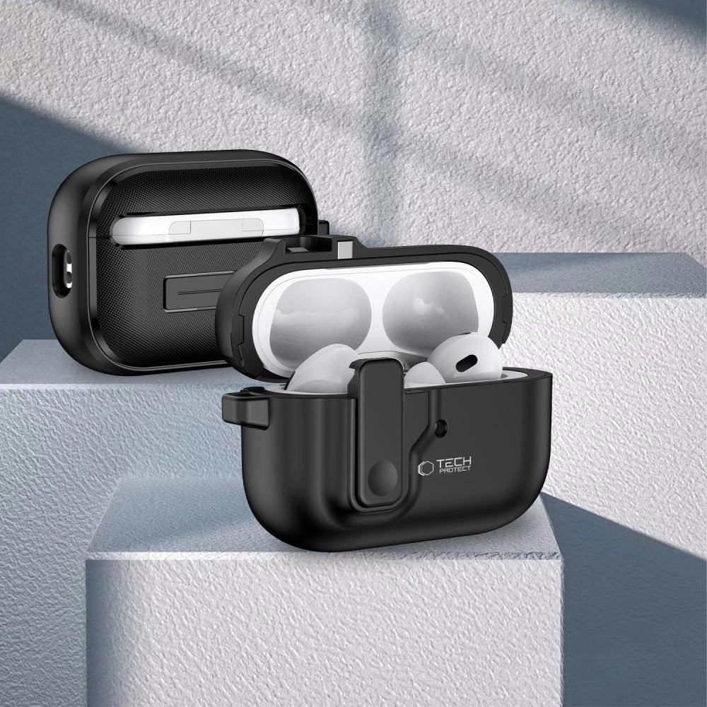 Tech-Protect Slim Hook Case med Carabiner til Apple AirPods Pro 1 / 2 - sort
