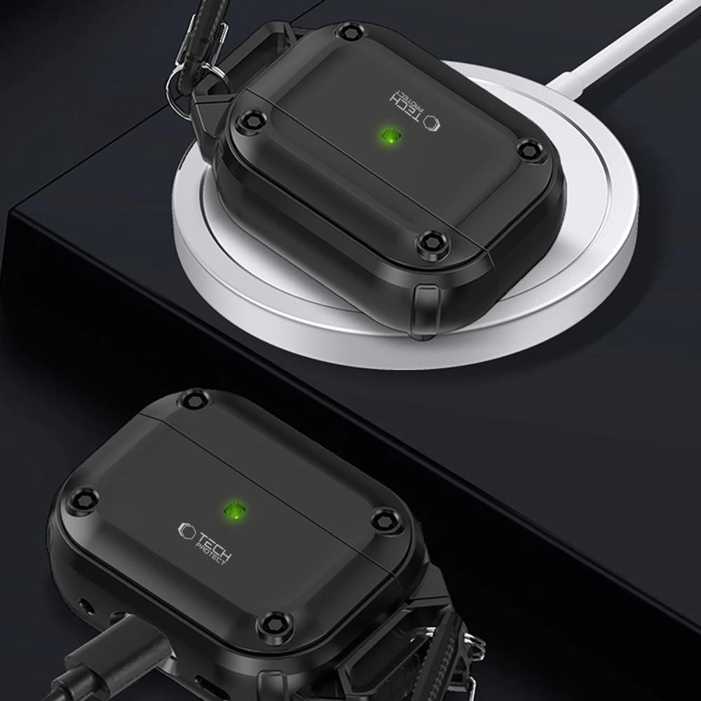 Tech-Protect Rough Hook Case med Carabiner til Apple AirPods Pro 1 / 2 - sort