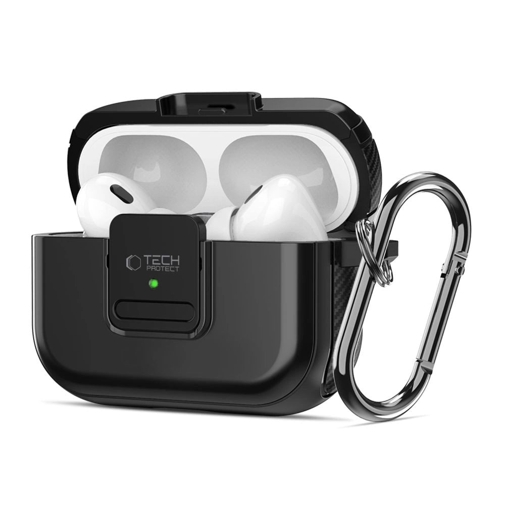 Tech-Protect Defender Hook MagSafe Case med Carabiner til Apple AirPods Pro 1 / 2 - sort