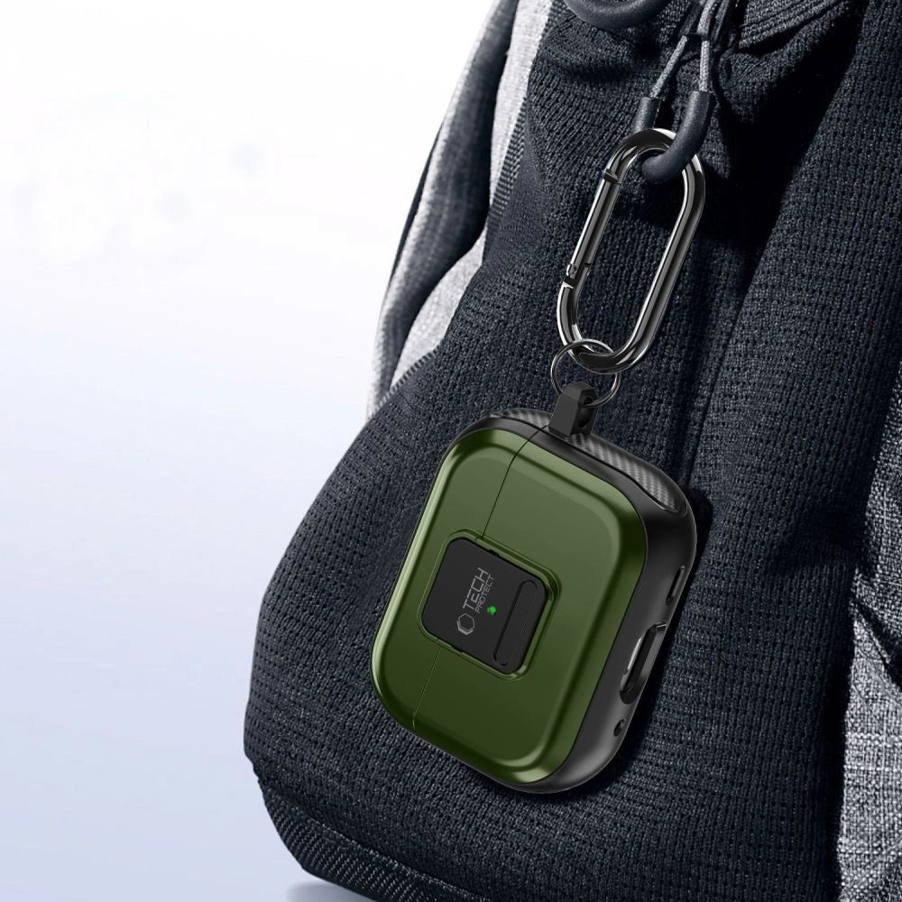 Tech-Protect Defender Hook MagSafe Case med Carabiner til Apple AirPods Pro 1 / 2 - Grøn