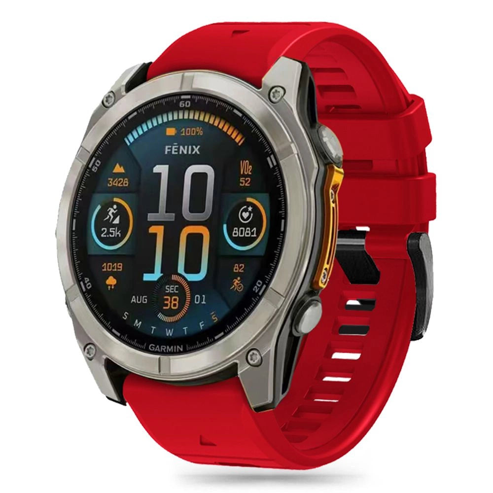 Tech-Protect Silicone Line Strap til Garmin Fenix 5X / 5X Plus / 6X / 6X Pro / 7X / 8 (51 mm) - Rød