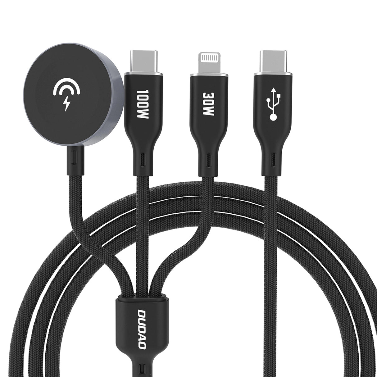 Apple Watch Dudao A12Max + PD 100W 3in1 oplader Kabel: USB-C Lightning 1,2 m - sort