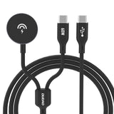 Dudao A12MaxC PD60W 2-i-1-oplader til Apple Watch / USB-C - sort