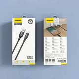 Dudao 3A 30W L3SL USB-A - Lightning Cable Braided 1.2m - sort