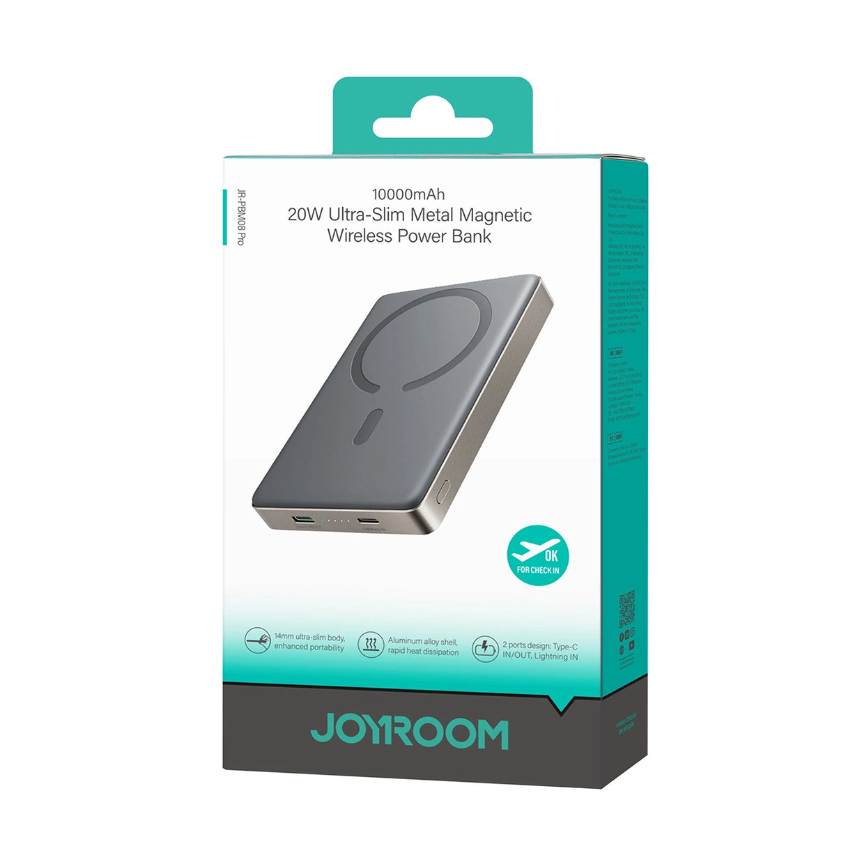 Powerbank Joyroom JR-PBM08 Pro 10000mAh ultra-tynn - titanium