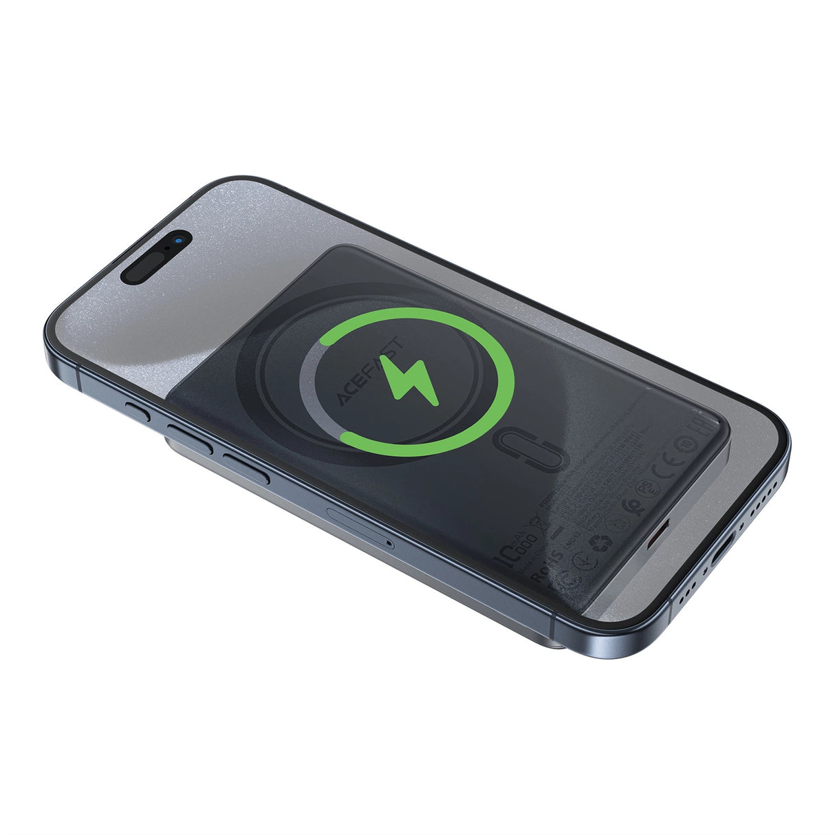 Powerbank Acefast M12-10000 PD20W ultra-slim, MagSafe kompatibel - sort