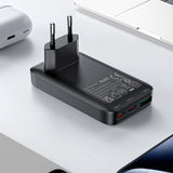Acefast A100 65W GaN 2 USB-C+ USB-A oplader Ultra Slim - sort