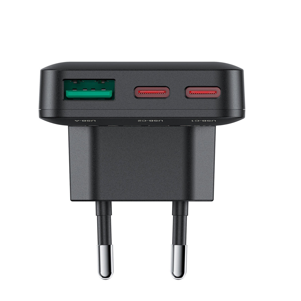 Acefast A100 65W GaN 2 USB-C+ USB-A oplader Ultra Slim - sort