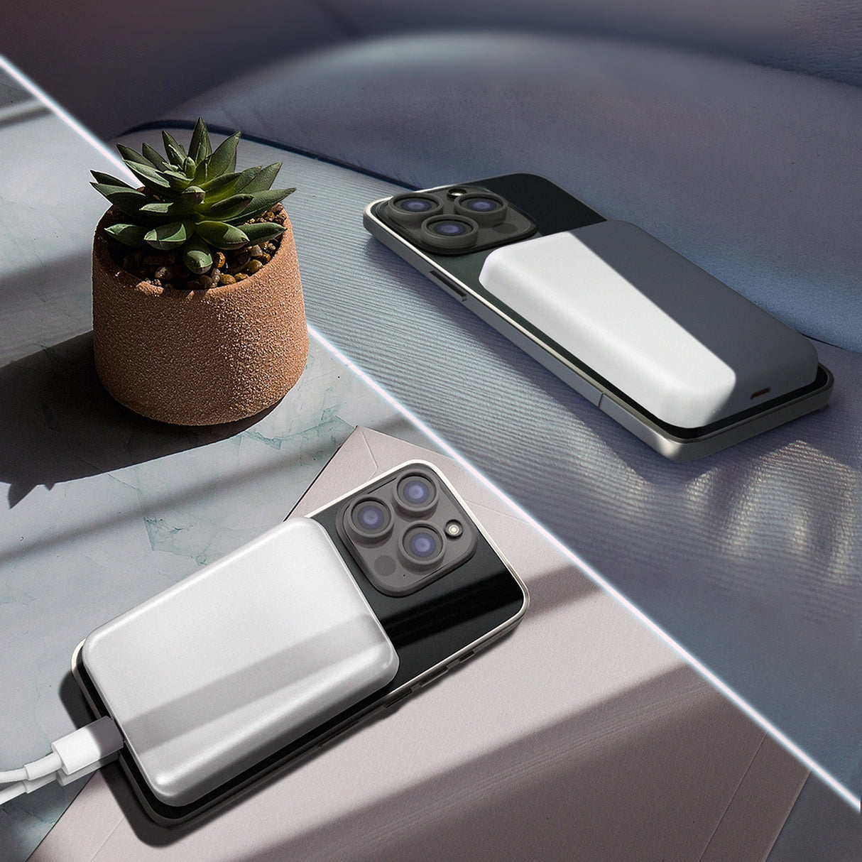 Wozinsky WRW349YWS 10.000 mAh Magnetisk Power Bank - hvid