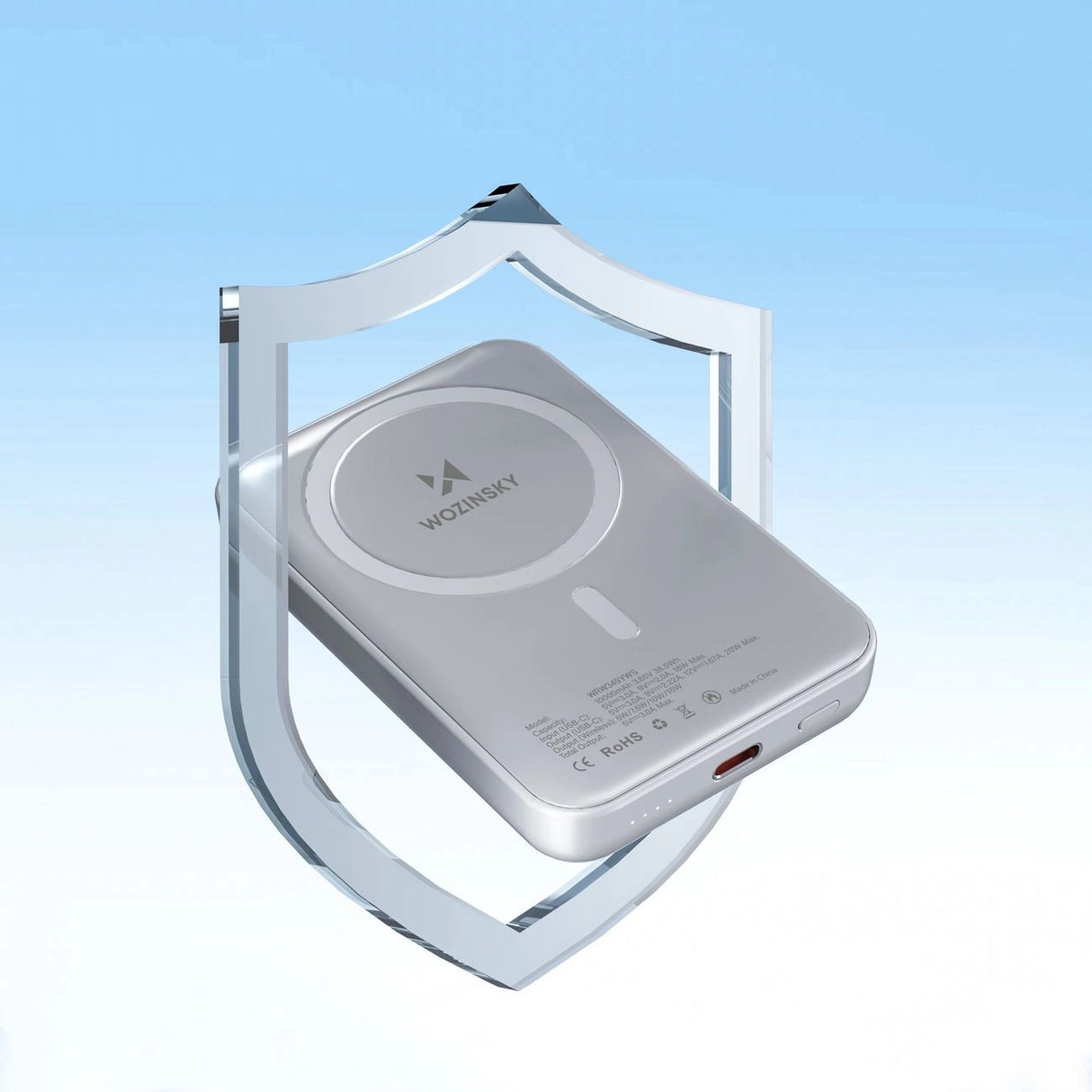 Wozinsky WRW349YWS 10.000 mAh Magnetisk Power Bank - hvid