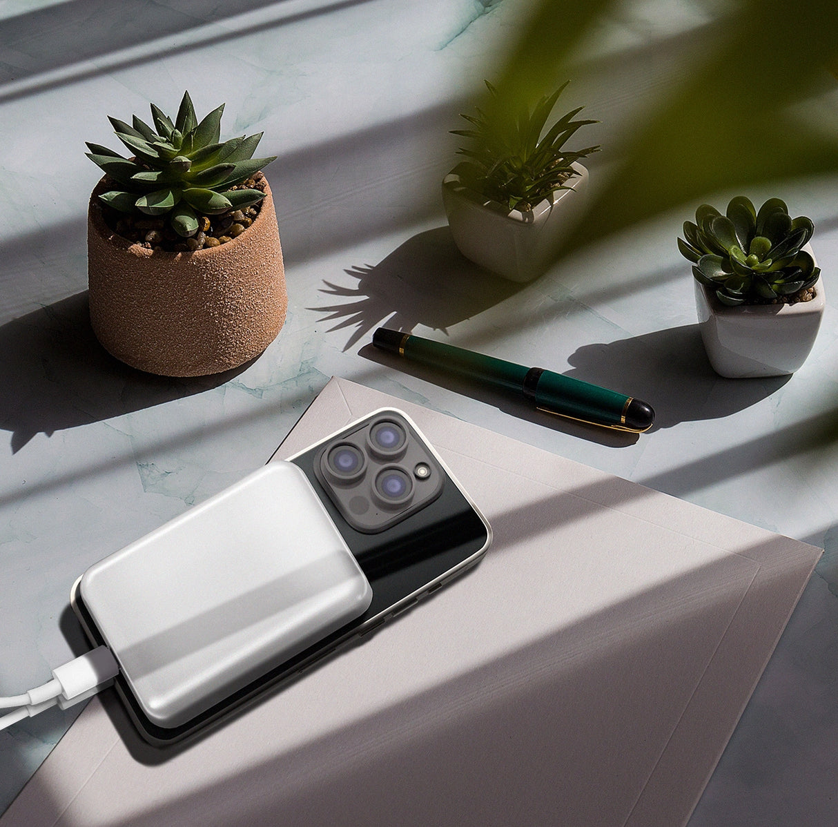 Wozinsky WRW349YWS 10.000 mAh Magnetisk Power Bank - hvid