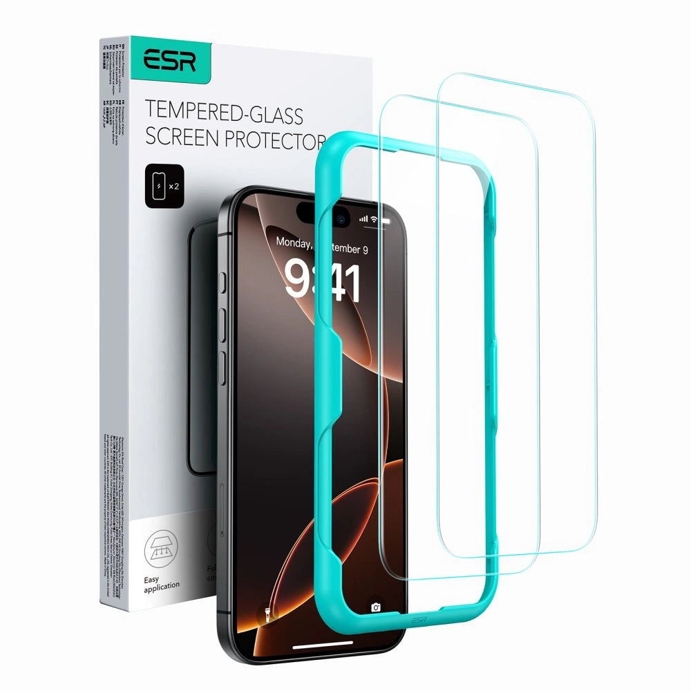 ESR tempereret glas 2-PACK til iPhone 16 - gennemsigtigt