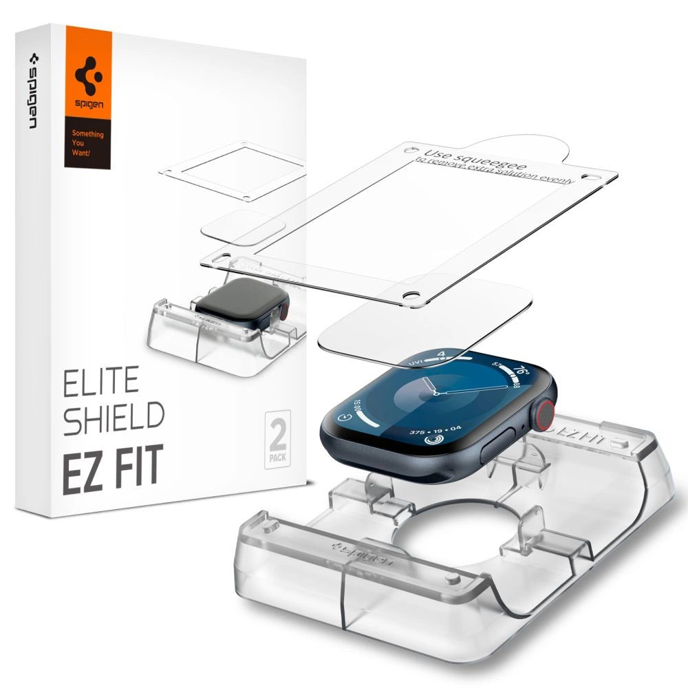 Spigen Elite Shield  EZ FIT  Hybrid Glass 2-PACK til Apple Watch 10 (42MM) - Klar