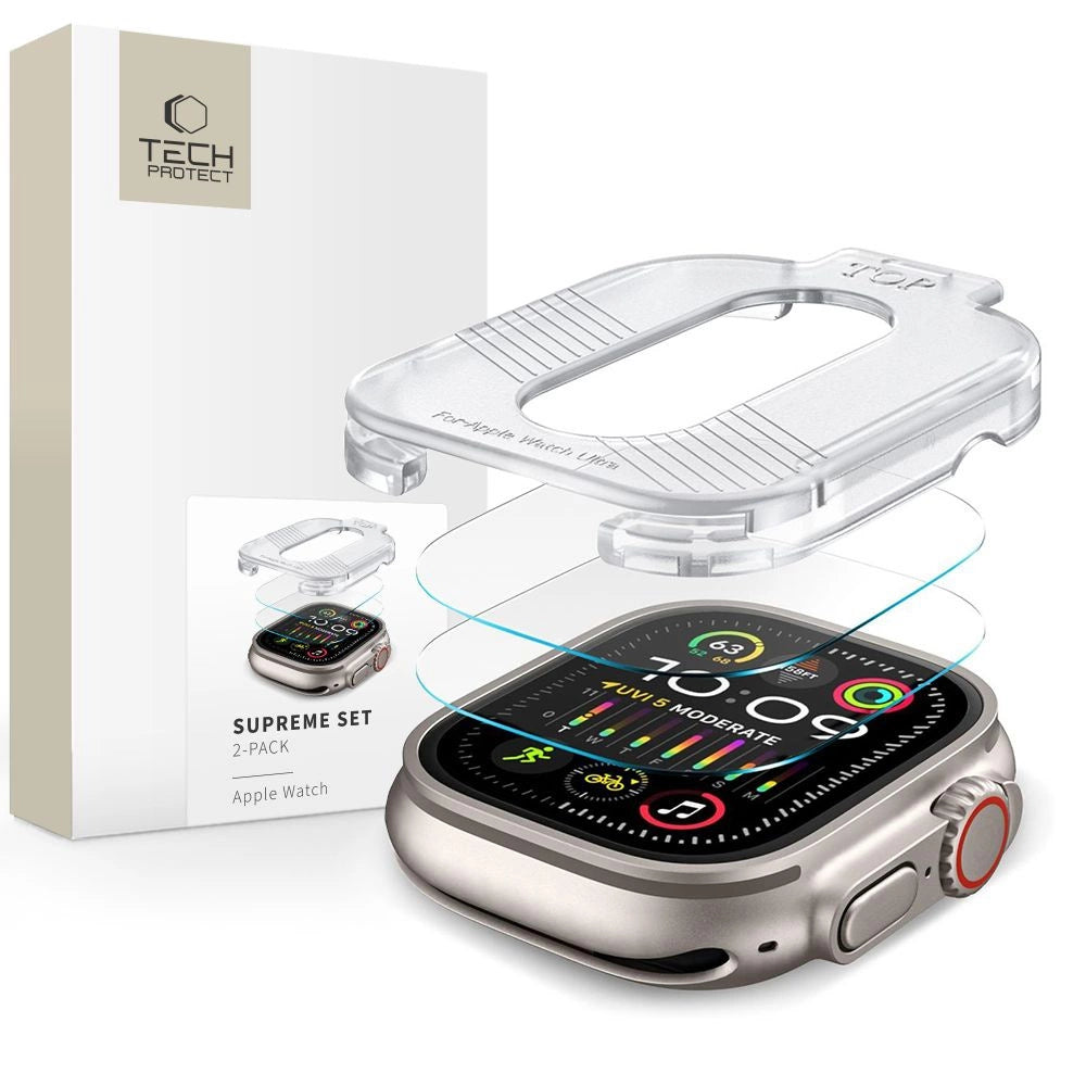 Tech-Protect Supreme tempereret glas SET 2-PACK til Apple Watch Ultra 1/2 (49MM) - Klar
