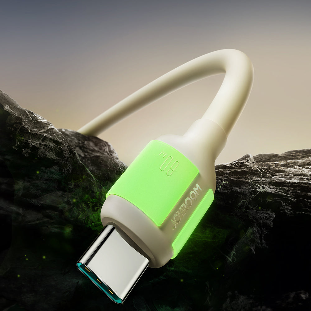 Joyroom S-A53 60W USB-C Kabel - USB-C med fluorescerende tip 1,2 m - beige
