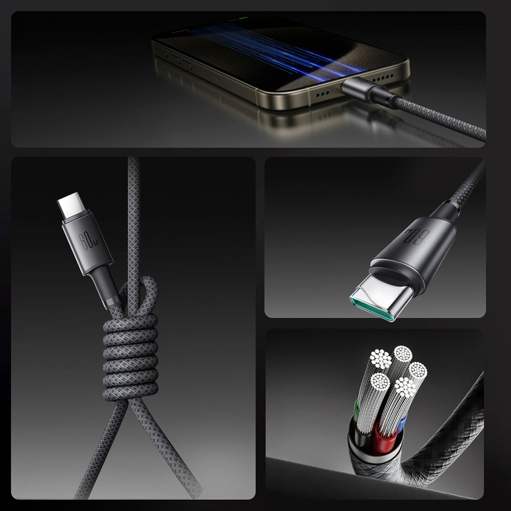 Joyroom S-A50 Unlimited Series 60W USB-C - USB-C-kabel med magnetisk organisator 1,2 m - Grå