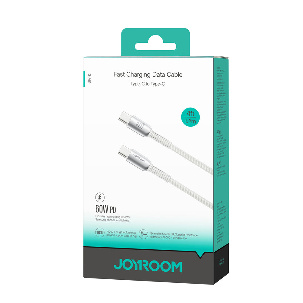 Joyroom S-A51 Cutting-Edge Series 60W USB-C - USB-C kabel 1,2 m - lysgrå