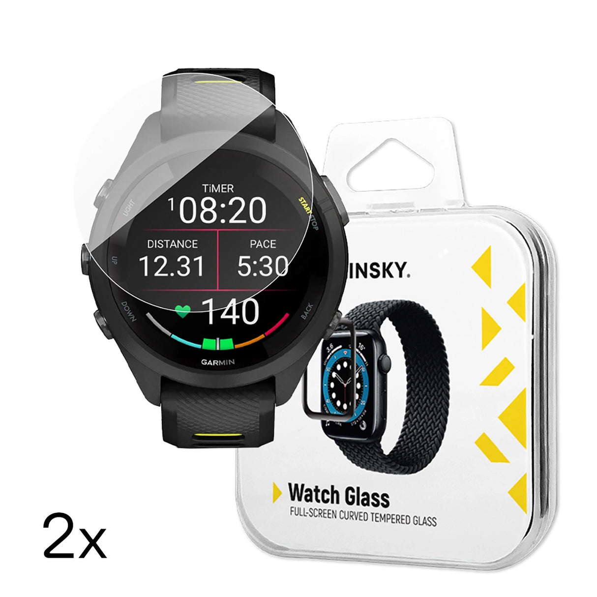 Wozinsky Full Glue temperet glas til Garmin Forerunner 265s 42mm (2 st.)