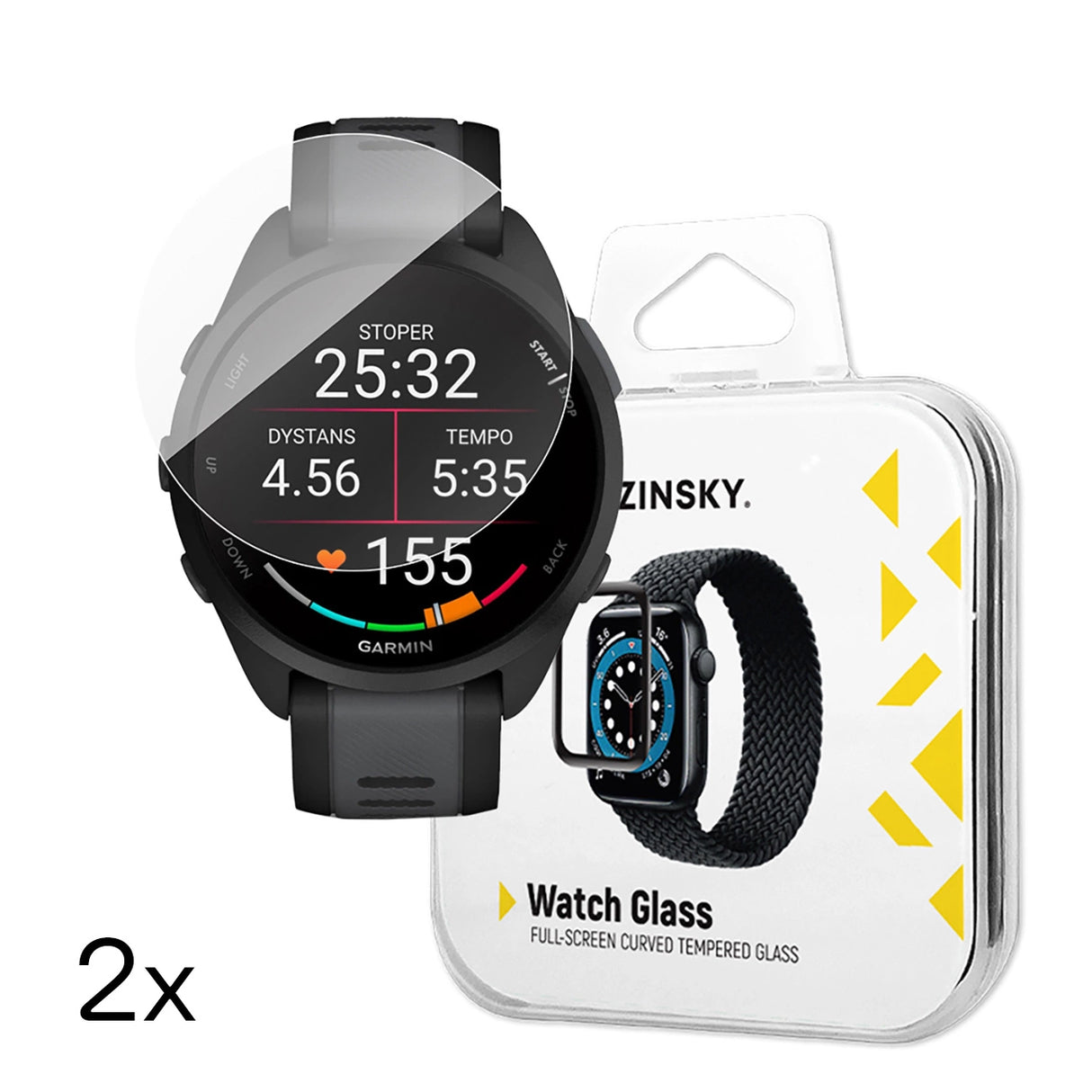 Wozinsky Full Glue temperet glas til Garmin Forerunner 165 (2 st.)
