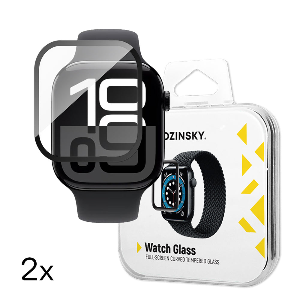 Wozinsky Full Glue tempereret glas med sort ramme til Apple Watch 46 mm (2 st.)