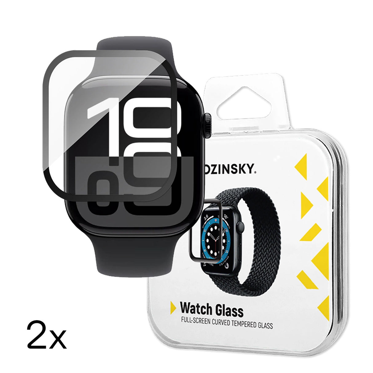 Wozinsky Full Glue tempereret glas med sort ramme til Apple Watch 42mm (2 st.)