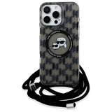 Karl Lagerfeld IML Crossbody Monogram Karl & Choupette Head MagSafe Case for iPhone 16 Pro - Black