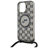 Karl Lagerfeld IML Crossbody Monogram Karl & Choupette Head MagSafe Case for iPhone 16 Pro - Black