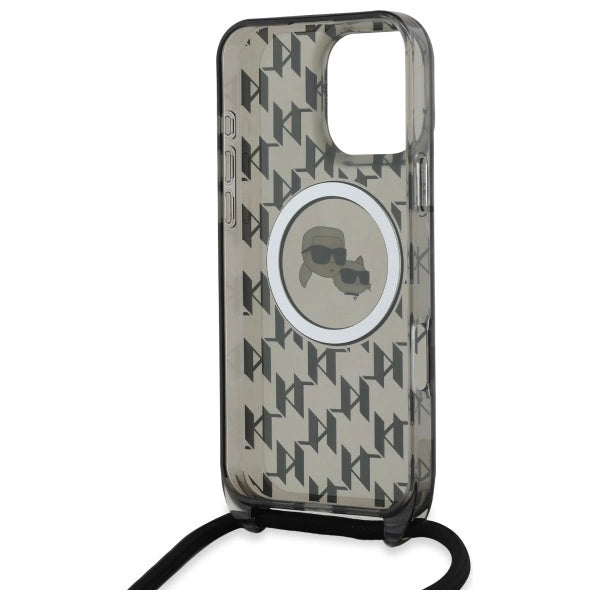 Karl Lagerfeld IML Crossbody Monogram Karl & Choupette Head MagSafe Case for iPhone 16 Pro - Black