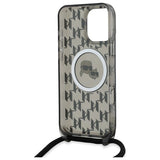 Karl Lagerfeld IML Crossbody Monogram Karl & Choupette Head MagSafe Case for iPhone 16 Pro - Black