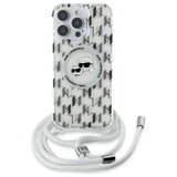 Karl Lagerfeld IML Crossbody Monogram Karl & Choupette Head MagSafe Case for iPhone 16 Pro Max - Clear