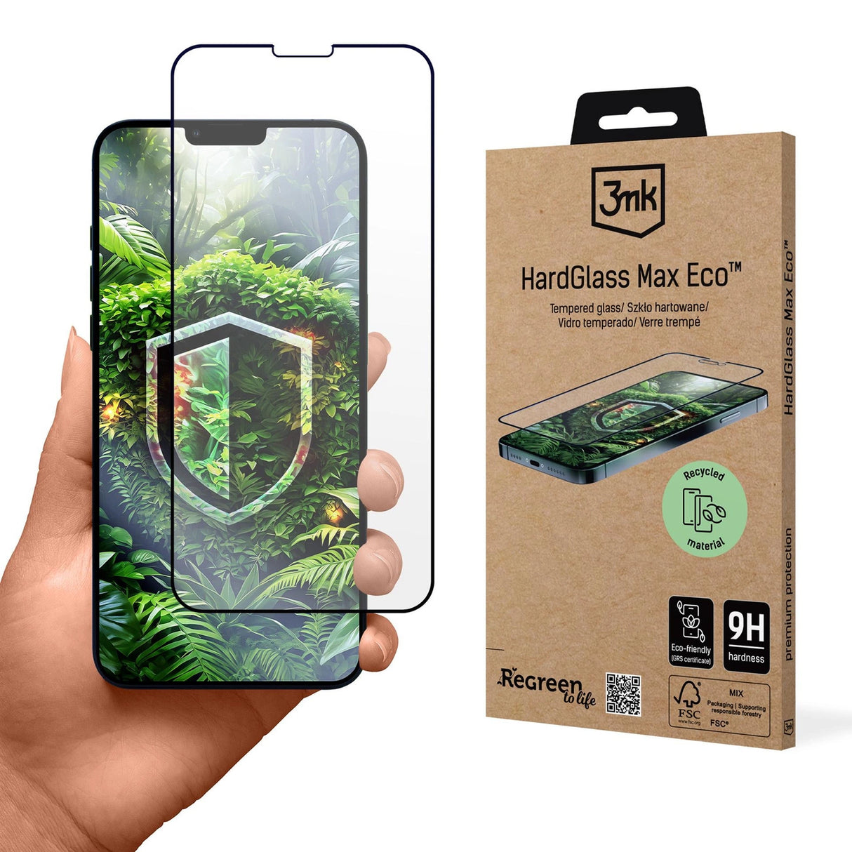 Hærdet glas 3mk HardGlass Max Eco til Apple iPhone 13/13 Pro/14