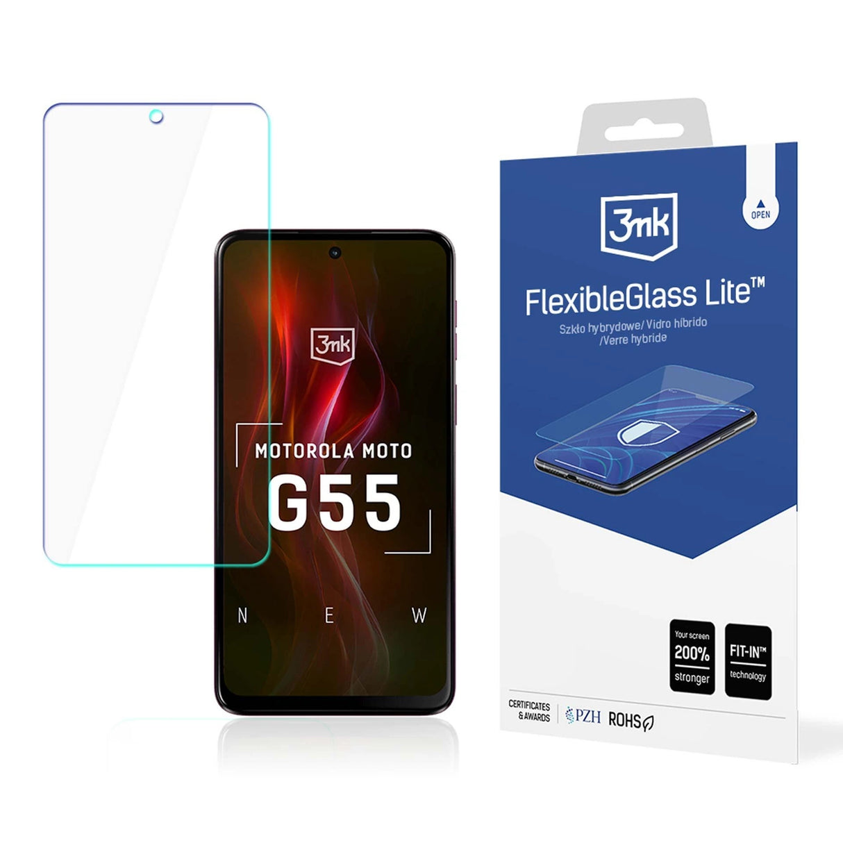 Hybrid Glass 3mk FlexibleGlass LiteTM til Motorola Moto G55 5G