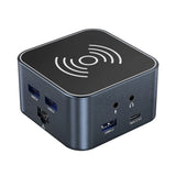 Hub USB-C 12 i 1 Wozinsky WHBC09Y8S multifunktionel, med trådløs opladningsfunktion, aluminium, med 15 cm kabel - grå
