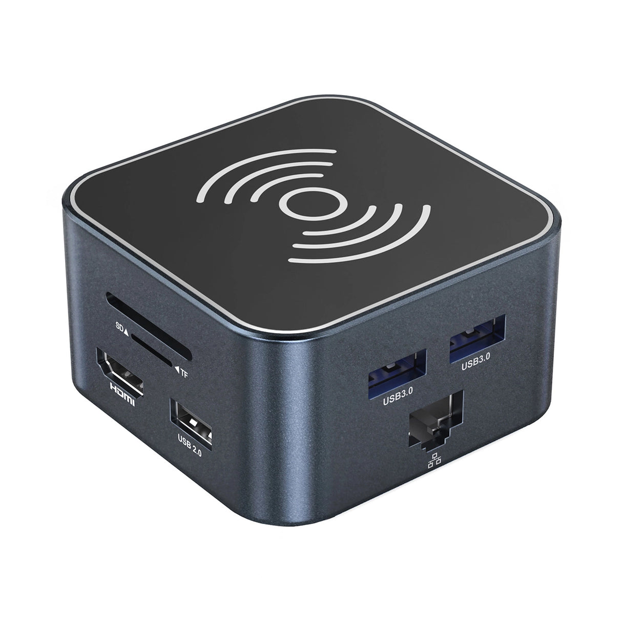 Hub USB-C 12 i 1 Wozinsky WHBC09Y8S multifunktionel, med trådløs opladningsfunktion, aluminium, med 15 cm kabel - grå